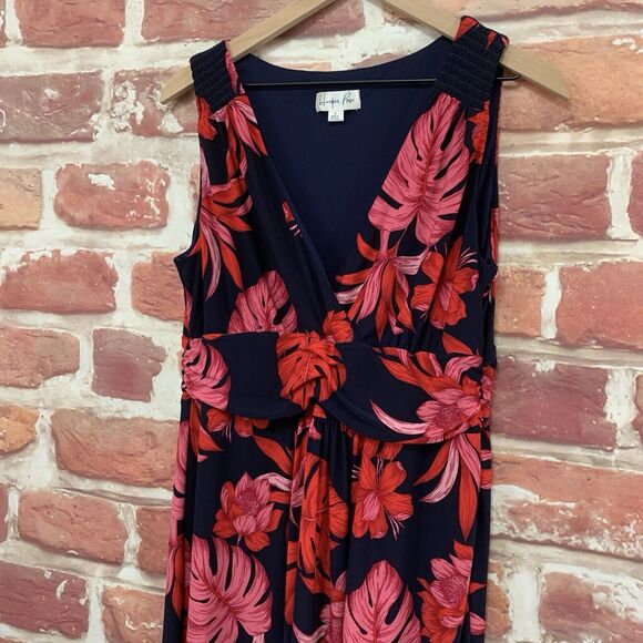 Harper Rose Maxi Dress Women's 12 Dark Blue Multicolor Floral Sleeveless Zip Up - Picture 3 of 8